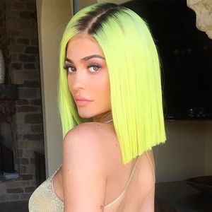 Fluorescent neon green lace front wig